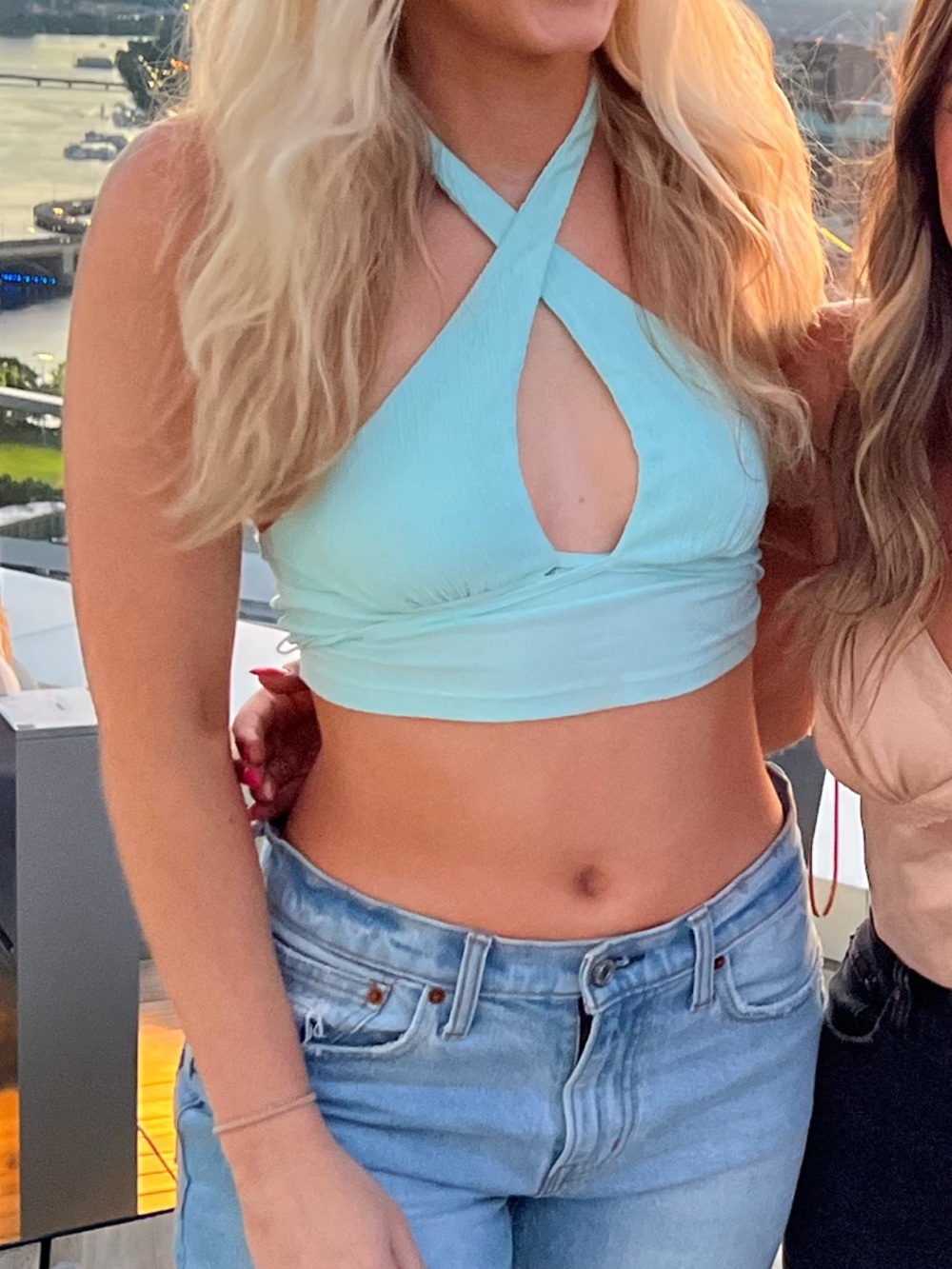 Women's Halter Crop Top - Light Blue